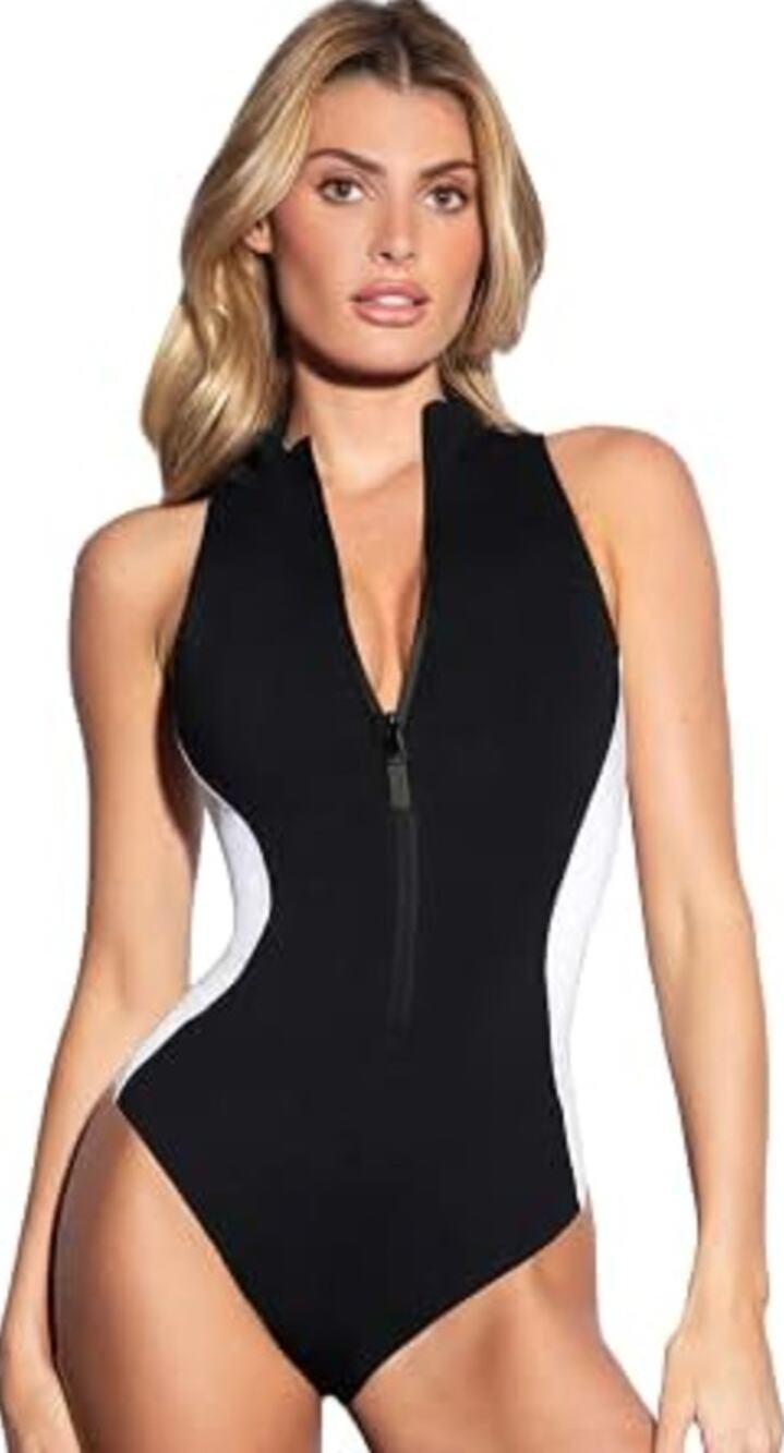 NWT TA3 Black Surfy XL Short Sleeveless Tummy Control One Piece Swimsuit Beach
